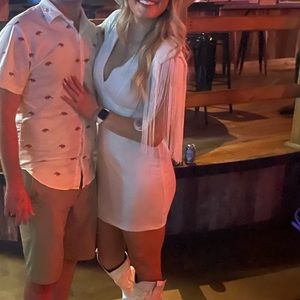 White Fringe sleeve dress